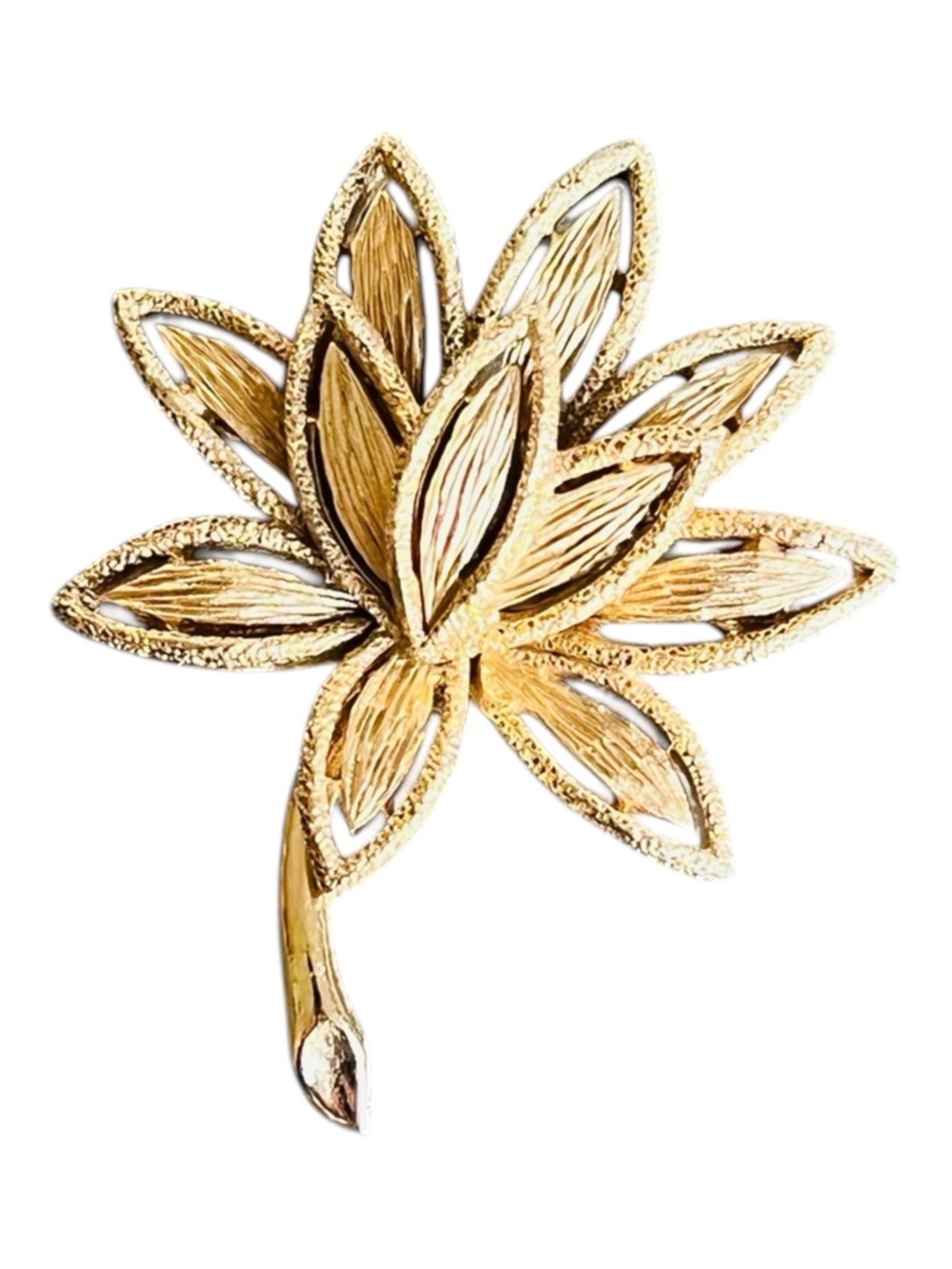 Vintage Avon Textured Gold Tone Flower Brooch – Precious Pretender Collection